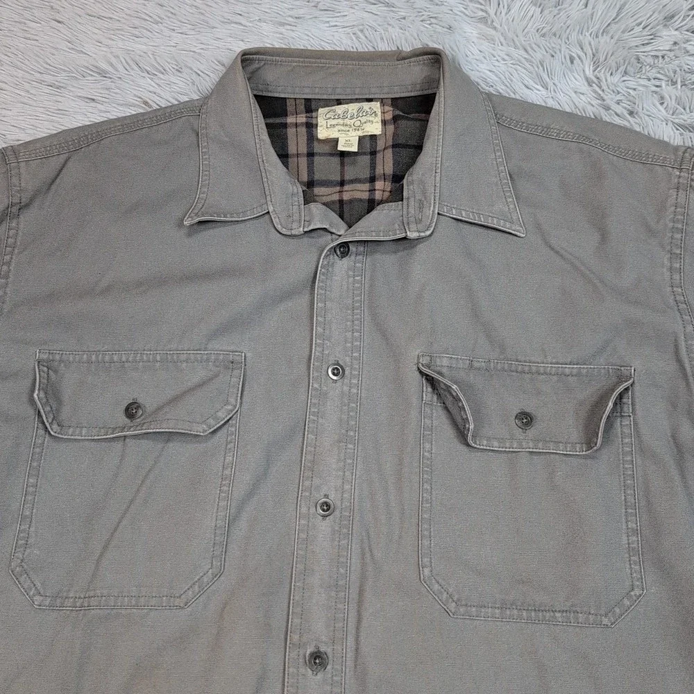 Cabela's Jacket Mens XL Gray Barn Chore  Work Pockets Shacket Button‎ Up Grunge